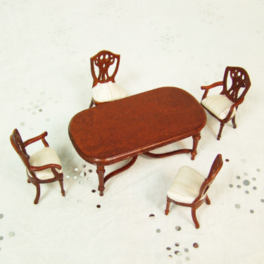 Hansson Dollhouse Miniature 1/2" scale -Walnut Dining room set